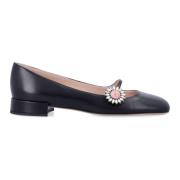 Valentino Garavani Daisy Jewel Mary-Jane Ballet Flats Black, Dam