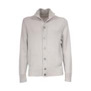 Gran Sasso Räfflad Ull Cardigan Knapp Fram Gray, Herr