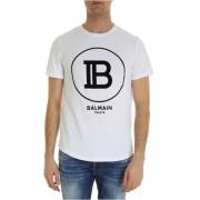 Balmain Vit T-shirt med 3D-logotyp White, Herr