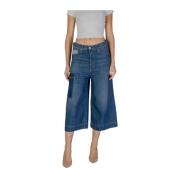 Replay Blå Cropped Bomullsblandning Jeans Byxor Blue, Dam