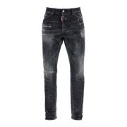 Dsquared2 Svarta Slim Fit Jeans med Färgstänk Black, Herr