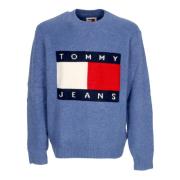 Tommy Hilfiger Blå Melange Flaggsweater Blue, Herr