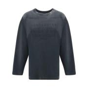 Maison Margiela Räfflad bomullssweatshirt med ikoniskt logotyp Black, ...