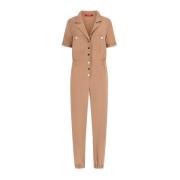 Guess Kortärmad V-ringad Jumpsuit Beige, Dam