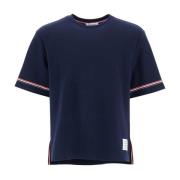 Thom Browne Marinrandig T-shirt med Bred Hals Blue, Herr