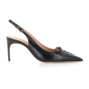 Malone Souliers Svarta läder slingback klackar Black, Dam