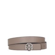 Tory Burch Bälte i kornläder med logospänne Brown, Dam