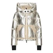 Moncler Metallisk Jacka för Kvinnor Aw24 Gray, Dam