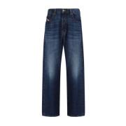 Diesel Klassiska Five-Pocket Jeans med Läderpatch Blue, Herr