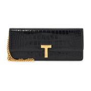 Tom Ford Lyxig Krokodileffekt Kalvskinn Clutch Black, Dam