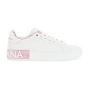 Dolce & Gabbana Vita och rosa kalvskinnssneakers White, Dam