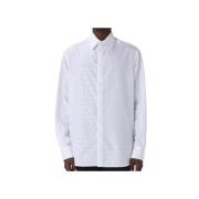 Valentino Poplin Skjorta Hem Invisible Knappar Bomull White, Herr