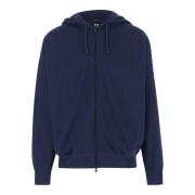 Y-3 Blå Zip Hoodie Tröja Blue, Herr