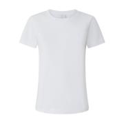 Pinko Vita Crew Neck T-shirts och Polos White, Dam