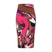 Emilio Pucci Orkidétryck Midi Kjol Stretch Design Multicolor, Dam