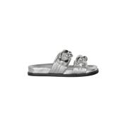 Strategia Silver Läder Sandal med Kedjedetalj Gray, Dam