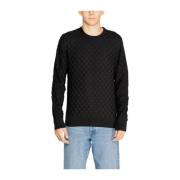 Calvin Klein Svart Bomull Ull Stickad T-shirt Black, Herr