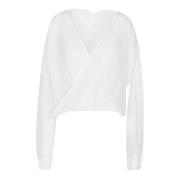 Jucca V-ringad blus i muslin tyg White, Dam