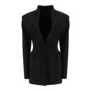 Mugler Elegant V-ringad Svart Jacka Black, Dam