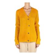 Liviana Conti Mohair V-ringad Kofta med Kontrastmuddar Yellow, Dam