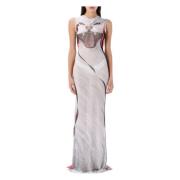 Ottolinger Katttryck Mesh Maxi Klänning Multicolor, Dam