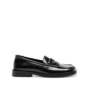 The Attico Svarta läderloafers med diamantskärning Black, Dam