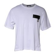 Dolce & Gabbana Vit Bomull Crew Neck T-shirt med Logo White, Herr