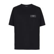 Balmain Lyxig Svart Bomull T-shirt Black, Herr