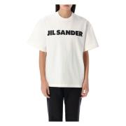 Jil Sander Logo Bomull T-shirt med Korta ärmar White, Dam