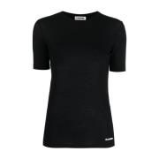 Jil Sander Svart Bomull Kortärmad Logot-shirt Black, Dam