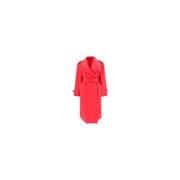 Paltò Geometrisk Revers Trenchcoat Red, Dam