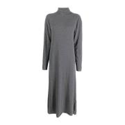 Jil Sander Kashmir Hög Hals Midi Klänning Gray, Dam