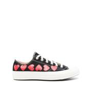 Comme des Garçons Play Hjärta Sneakers Svart Bomull Låg Topp Multicolo...