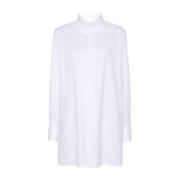 MM6 Maison Margiela Vit Jacquard Lång Bomullsskjorta White, Dam