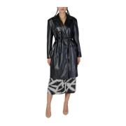 Only Svart Polyester Parka Trench Coat Kollektion Black, Dam