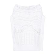 Ermanno Scervino Virka Stickad Vit Tröja Ss25 White, Dam