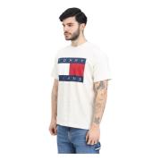 Tommy Jeans Kräm T-shirt med Flag Logo Beige, Herr