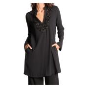 Maliparmi Elegant Svart Kaftan Klänning Black, Dam