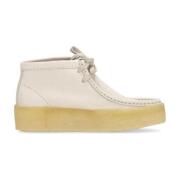 Clarks Vit Nubuck Wallabee Cup Moccasin Sko White, Dam