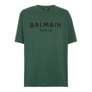 Balmain Bomull T-shirt med logotyptryck Green, Herr