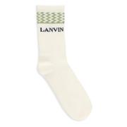 Lanvin Ivory Bomullsstrumpor med Logodetalj Beige, Herr