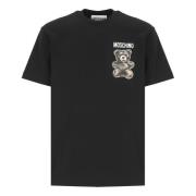 Moschino Svart T-shirt med Teddybjörntryck Black, Herr