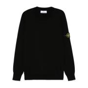 Stone Island Svart Tröja Höj Stil Lyxig Mångsidig Black, Herr