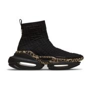 Balmain Höga B-Bold sneakers i monogrammesh Black, Dam