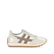 Hogan Mesh Lace-Up Sneakers med Suede Trim Beige, Herr