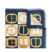 Moschino Sidenscarf med tryck Blue, Unisex