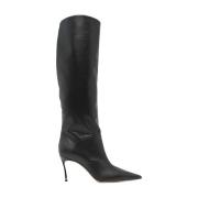 Casadei Svarta läder ankelboots elegant design Black, Dam