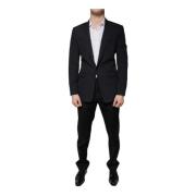 Dolce & Gabbana Svart Slim Fit 2-Delat Kostym Black, Herr