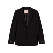 Twinset Svart Milano Stickad Blazer med Metall T Detalj Black, Dam