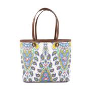 Etro Paisley Floral Shopping Bag med läderkant Multicolor, Dam